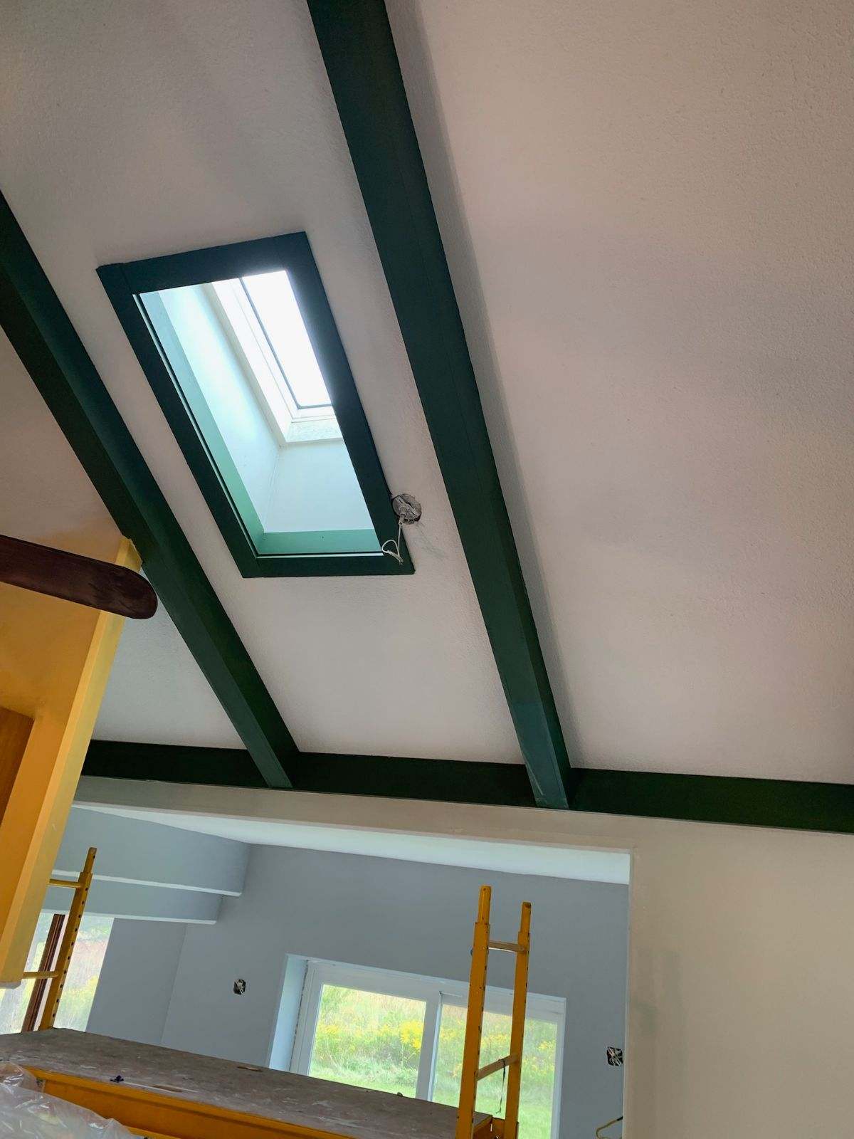 Vaulted skylight ceiling — drywall and painting by Smooth Finish, Fort Wayne