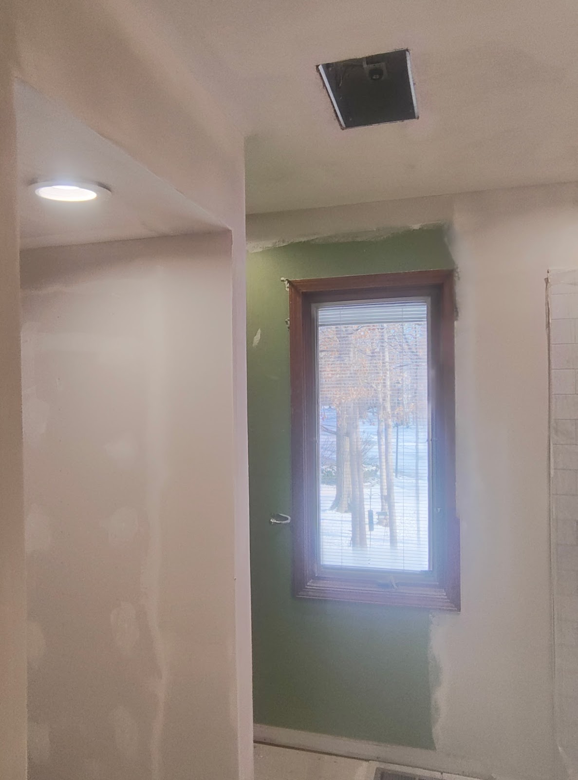 Bathroom window wall — drywall and painting by Smooth Finish, Fort Wayne